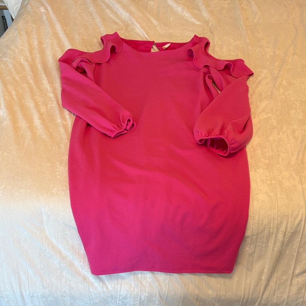 Pink Cold Shoulder Dress